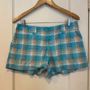 New York & Company Blue and Tan Plaid Women's Shorts